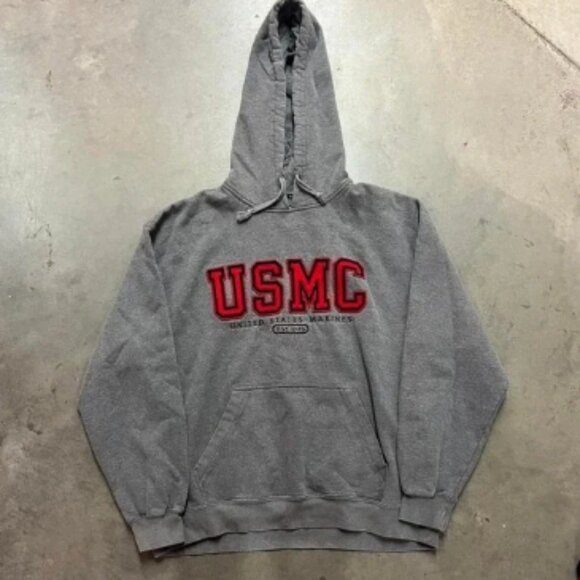 Y2K Gear for Sports Grey and Red USMC oversized hoodie size XXL - Picture 1 of 5